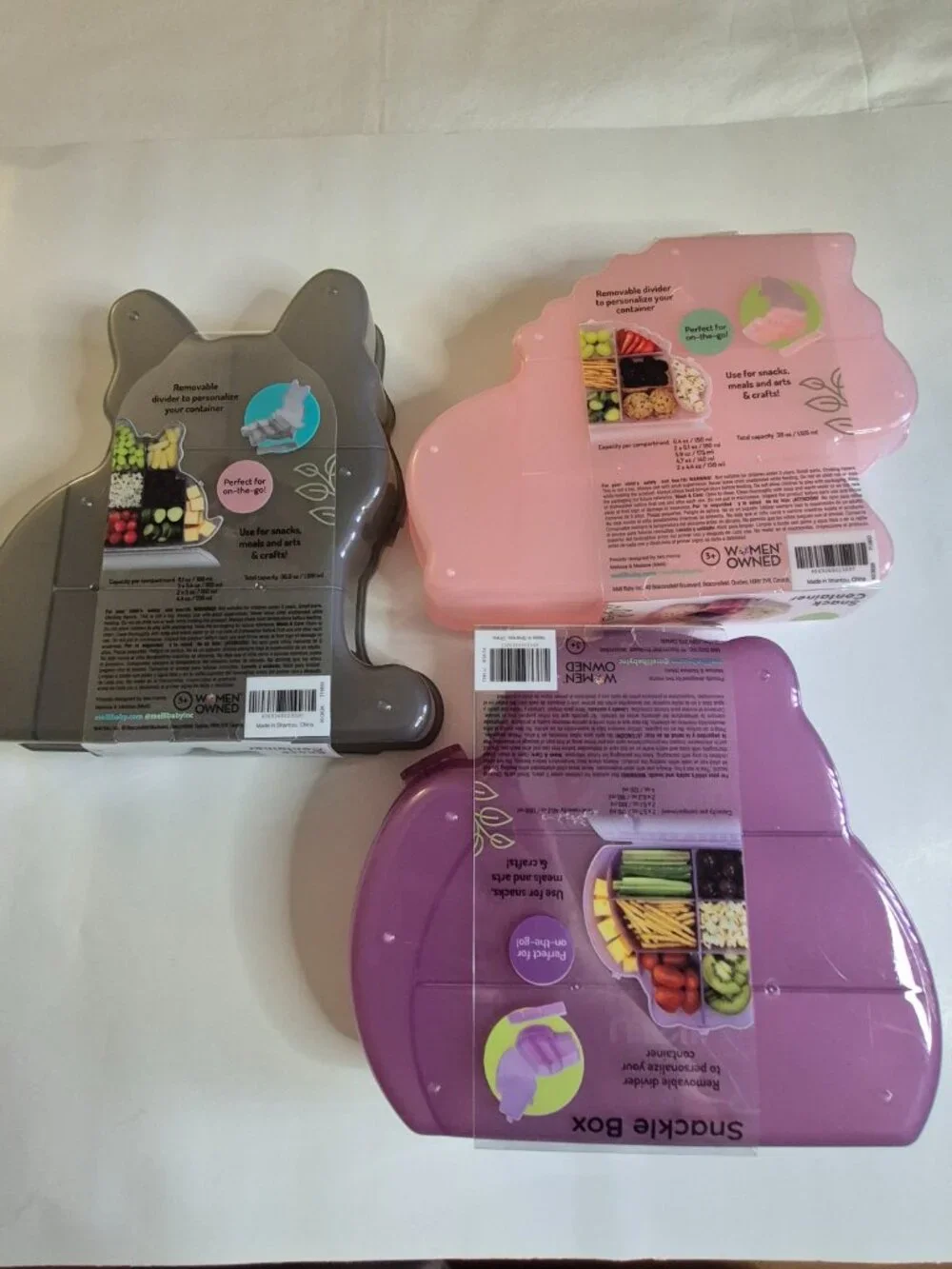 Melii Dog + Cat + Unicorn Snackle Box Bundle With 7 Adjustable Compartments NWT